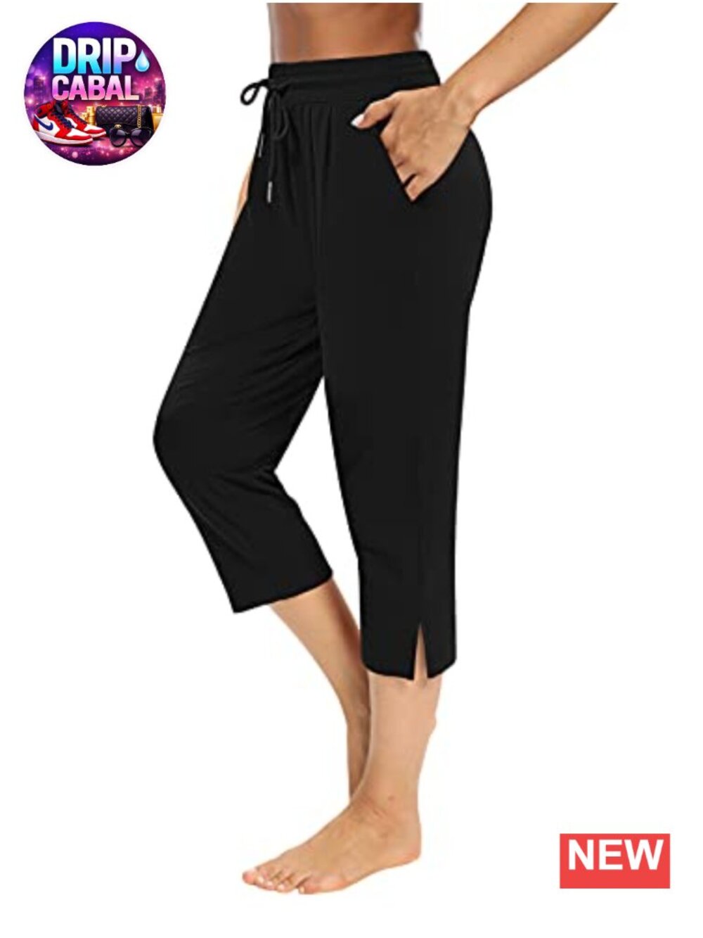 Loose Fit Capri Yoga Pants with Pockets Drawstring Joggers Lounge Pajama Pants